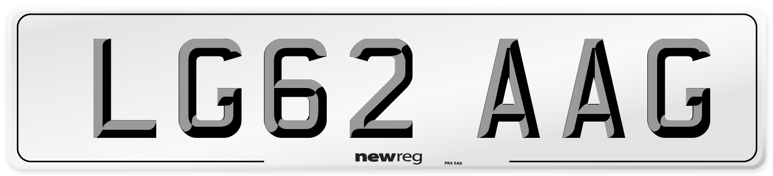 LG62 AAG Number Plate from New Reg